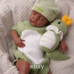 Reborn Baby Dolls Silicone Full Body 18.11 Realistic Newborn Baby Dark Brown