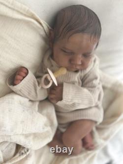 Reborn Baby Levi Bonnie Brown Biracial Painted Rooted Hair Artist Reborn