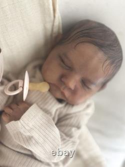 Reborn Baby Levi Bonnie Brown Biracial Painted Rooted Hair Artist Reborn