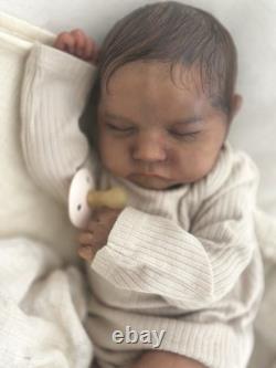 Reborn Baby Levi Bonnie Brown Biracial Painted Rooted Hair Artist Reborn