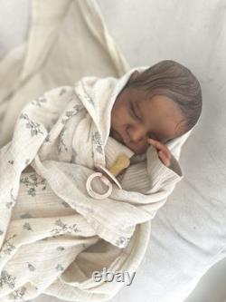 Reborn Baby Levi Bonnie Brown Biracial Painted Rooted Hair Artist Reborn