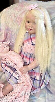 Reborn Toddler Doll June 3 YR Bountiful 2 Outfits Human Hair Baby OOAK NEW Music