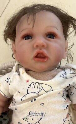Reborn Toddler Girl Super Cute Brown Hair Brown Eyes Open Mouth