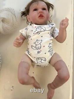 Reborn Toddler Girl Super Cute Brown Hair Brown Eyes Open Mouth