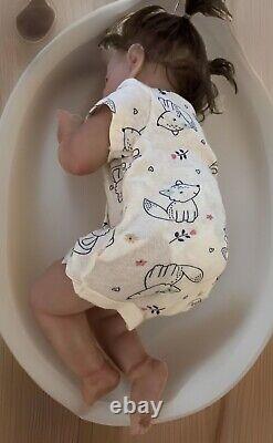 Reborn Toddler Girl Super Cute Brown Hair Brown Eyes Open Mouth