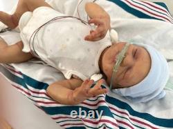 Reborn baby Bam Bam. Preemie baby doll, with COA & multiple outfits. 17 inches