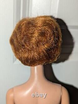 Redhead Bubblecut Barbie Wearing HTF Fashion Pak Navy & Gold Lame Sheath Dress