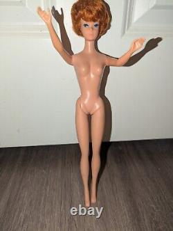 Redhead Bubblecut Barbie Wearing HTF Fashion Pak Navy & Gold Lame Sheath Dress