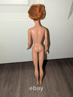 Redhead Bubblecut Barbie Wearing HTF Fashion Pak Navy & Gold Lame Sheath Dress