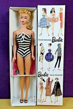 STUNNING 1960 #4 Vintage Barbie Blond Ponytail SS Bklt Glasses Std Repro Box BIN