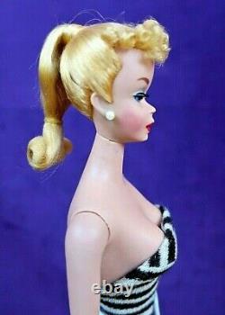 STUNNING 1960 #4 Vintage Barbie Blond Ponytail SS Bklt Glasses Std Repro Box BIN