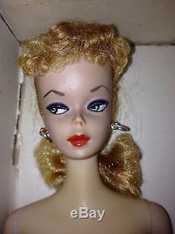 STUNNING! Vintage Barbie #2 Blonde Ponytail withBox Swimsuit, Booklet, Sunglasses