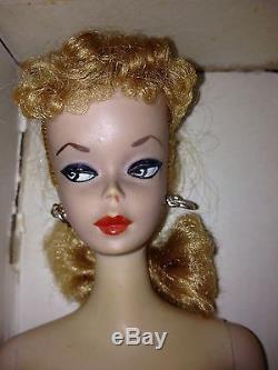 STUNNING! Vintage Barbie #2 Blonde Ponytail withBox Swimsuit, Booklet, Sunglasses