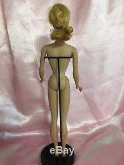 STUNNING Vintage Blonde Ponytail Barbie Doll With Black Doll Stand