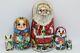 Santa Claus Christmas Nesting Doll Matryoshka 7 Tall 5 In 1 Set #01
