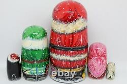 Santa Claus Christmas nesting doll matryoshka 7 tall 5 in 1 Set #02