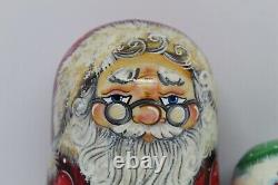 Santa Claus Christmas nesting doll matryoshka 7 tall 5 in 1 Set #02