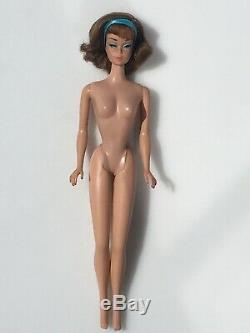 Side Part American Girl Vintage Barbie SIDEPART brownette +navy lame sheath