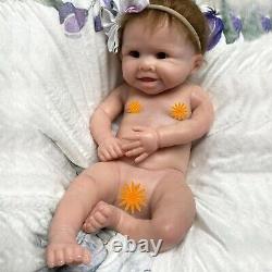 Solid Silicone Doll Girl 18inch Soft Newborn Full Body Baby Reborn Realistic Toy