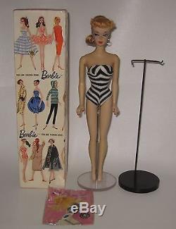 Stunning 1959 Mattel #2 Barbie Blonde Ponytail with TM Box Stand & More #BZ65