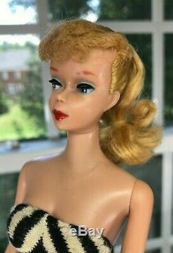 Stunning Blonde #5 Ponytail Barbie Zebra Swimsuit 1961