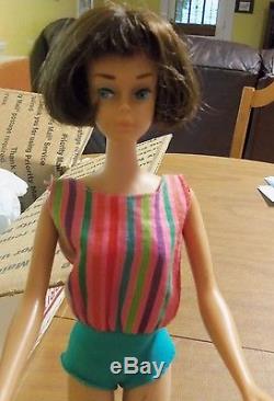 Stunning! Vintage Long Hair 1965 Brunette American Girl Barbie in OSS BEAUTIFUL