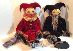 The Xenis Collection Jester Musical Wooden Dolls Lot of 2