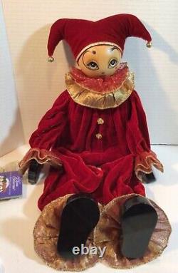 The Xenis Collection Jester Musical Wooden Dolls Lot of 2