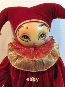 The Xenis Collection Jester Musical Wooden Dolls Lot of 2