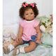 Toddler Girl 28 Inch Reborn Baby Doll Hand-rooted Brown Curly Hair Gift Toy