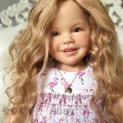 Toddler Reborn 40'' Doll Kit Girl Rooted Curly Hair Painted with Cloth Body Gift