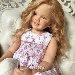 Toddler Reborn 40'' Doll Kit Girl Rooted Curly Hair Painted with Cloth Body Gift