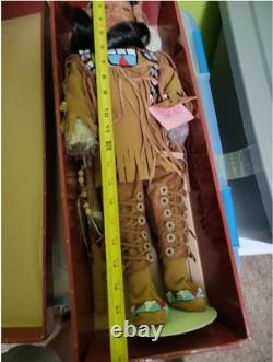 Traditions Doll Collection Large Porcelain Native American Rare 20+ W Stand Box