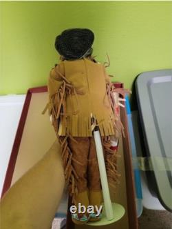 Traditions Doll Collection Large Porcelain Native American Rare 20+ W Stand Box