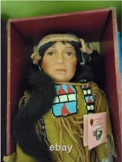 Traditions Doll Collection Large Porcelain Native American Rare 20+ W Stand Box