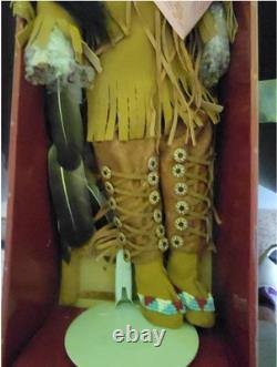 Traditions Doll Collection Large Porcelain Native American Rare 20+ W Stand Box