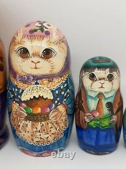 Ukraine nesting dolls Ukrainian matryoshka Easter bunny family 7tall 5 in 1 #2