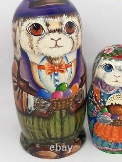 Ukraine nesting dolls Ukrainian matryoshka Easter bunny family 7tall 5 in 1 #3