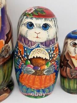 Ukraine nesting dolls Ukrainian matryoshka Easter bunny family 7tall 5 in 1 #3