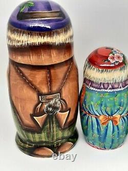 Ukraine nesting dolls Ukrainian matryoshka Easter bunny family 7tall 5 in 1 #3