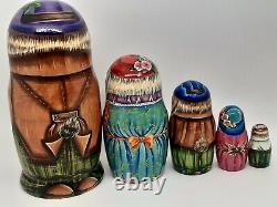 Ukraine nesting dolls Ukrainian matryoshka Easter bunny family 7tall 5 in 1 #3