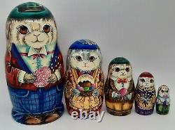 Ukraine nesting dolls Ukrainian matryoshka Easter bunny family 7tall 5 in 1 #4