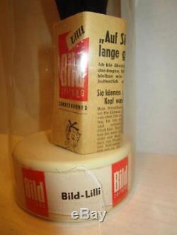 VERY RARE HTF Vintage 1950s German BILD LILLI 11 1/2 Doll in Clear Tube Stand