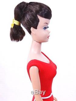 VHTF STUNNING Vintage Dark Brunette Black Swirl Ponytail Barbie Doll MINT