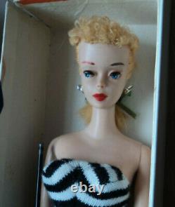 VINAGE BARBIE #3 BLONDE PONY TAIL WithSTAND, S/S & BOX LID NICE ALL VINTAGE 60'S