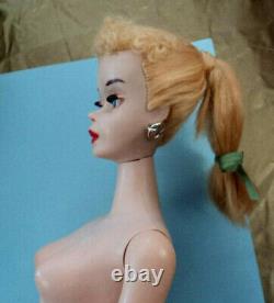 VINAGE BARBIE #3 BLONDE PONY TAIL WithSTAND, S/S & BOX LID NICE ALL VINTAGE 60'S