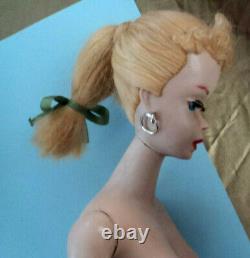 VINAGE BARBIE #3 BLONDE PONY TAIL WithSTAND, S/S & BOX LID NICE ALL VINTAGE 60'S