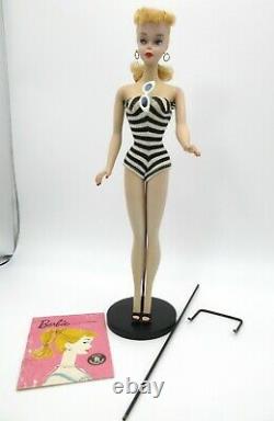 VINTAGE 1960 #3 850 BARBIE BLONDE PONYTAIL DOLL BROWN EYELINER with #2 STAND