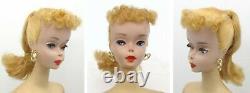 VINTAGE 1960 #3 850 BARBIE BLONDE PONYTAIL DOLL BROWN EYELINER with #2 STAND