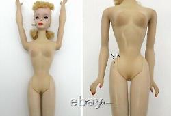VINTAGE 1960 #3 850 BARBIE BLONDE PONYTAIL DOLL BROWN EYELINER with #2 STAND
